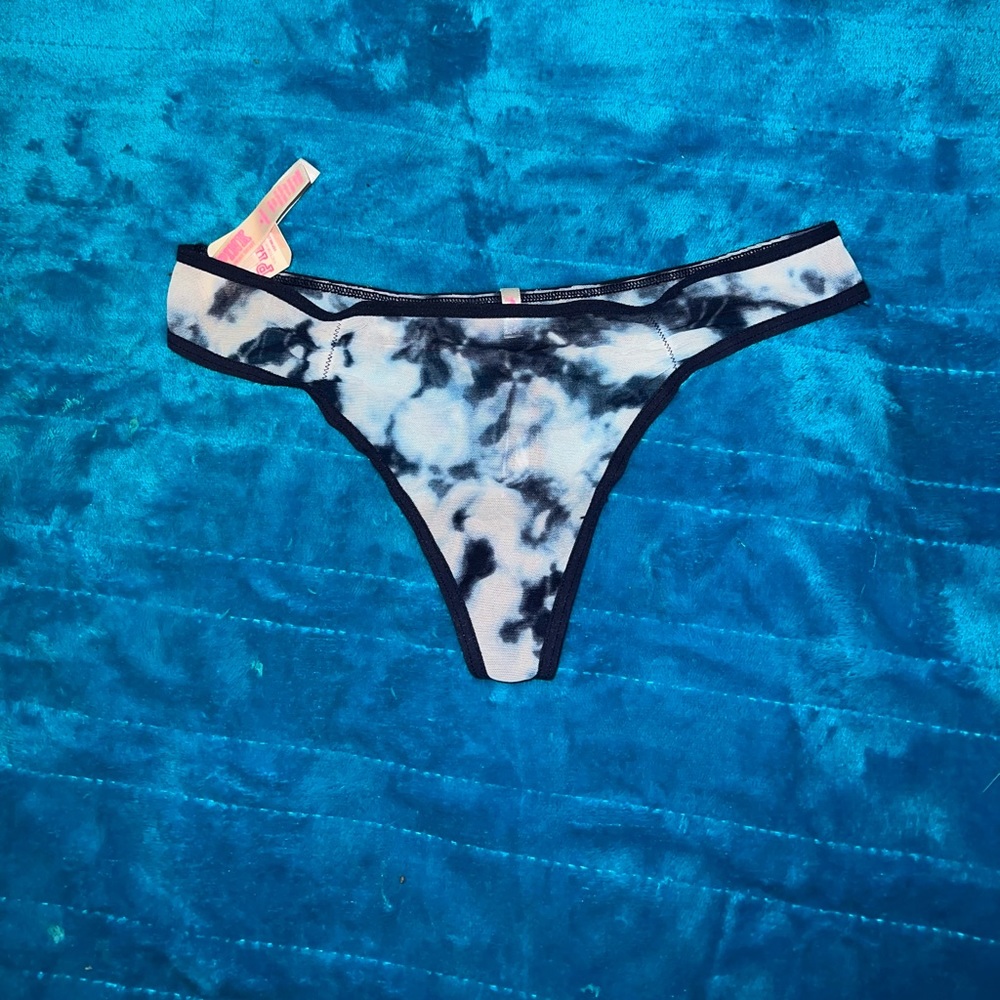 New VS PINK Tie Die Mesh Thong